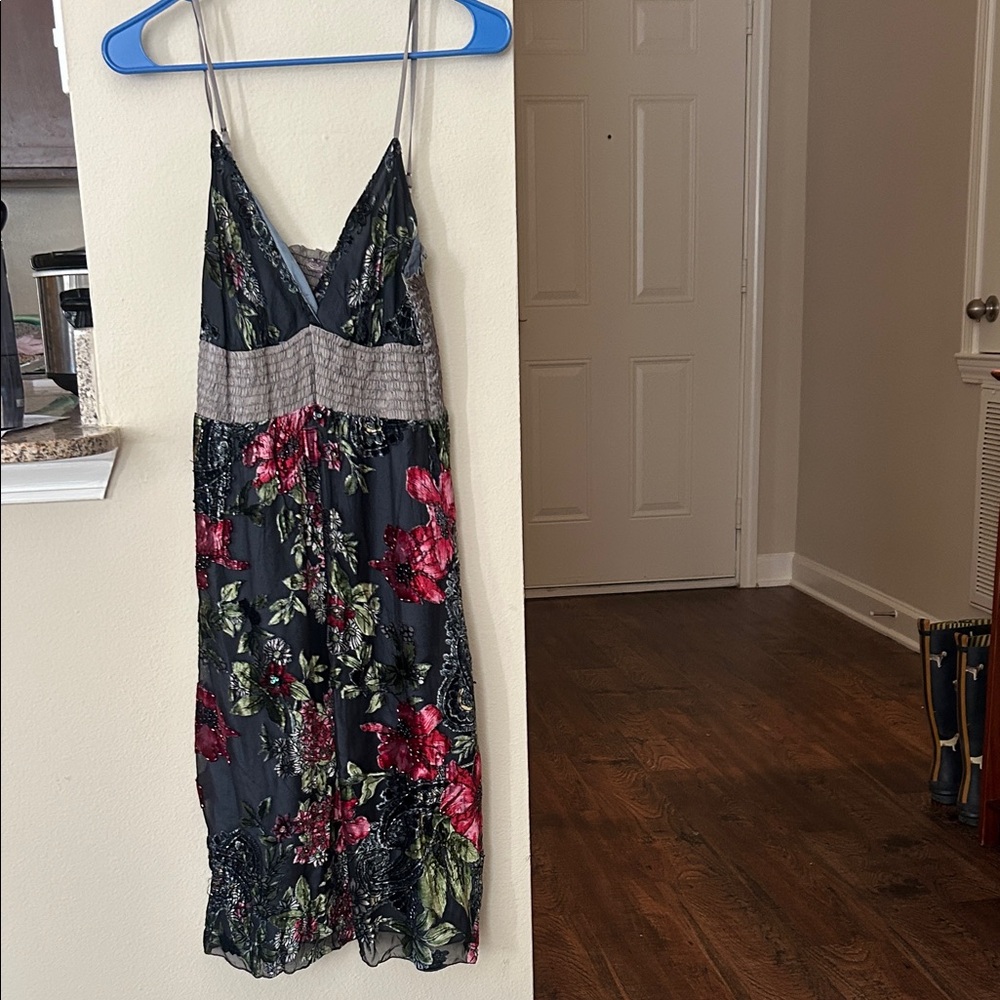 Hale Bob Dark Floral Midi Dress